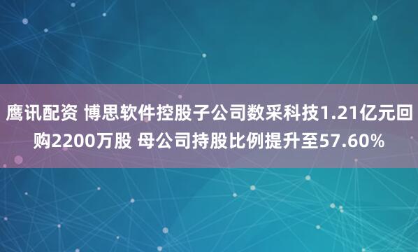 鹰讯配资 博思软件控股子公司数采科技1.21亿元回购2200万股 母公司持股比例提升至57.60%